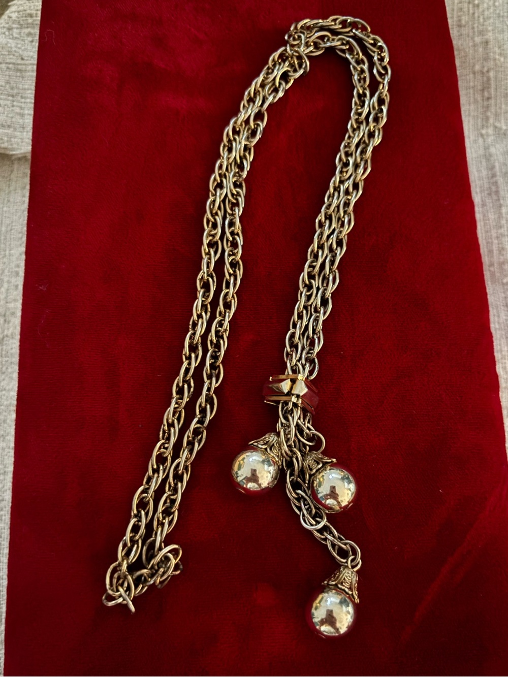 Gorgeous, vintage adjustable slider, necklace, Golden, silver tone
